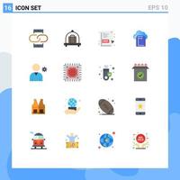 16 Universal Flat Colors Set for Web and Mobile Applications cpu profile pdf document controls data Editable Pack of Creative Vector Design Elements