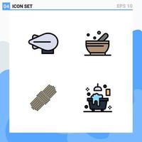 User Interface Pack of 4 Basic Filledline Flat Colors of airship bathroom soup pack shower Editable Vector Design Elements