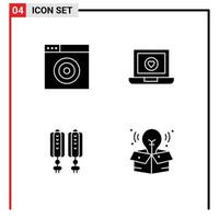 4 User Interface Solid Glyph Pack of modern Signs and Symbols of find chinese computer love creative Editable Vector Design Elements