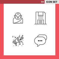 Line Pack of 4 Universal Symbols of god feedback old electronics opinion Editable Vector Design Elements