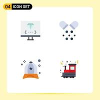 Mobile Interface Flat Icon Set of 4 Pictograms of coding accessories development medical clothing Editable Vector Design Elements
