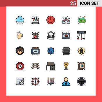 Set of 25 Modern UI Icons Symbols Signs for banknote spring basic rainbow ui Editable Vector Design Elements