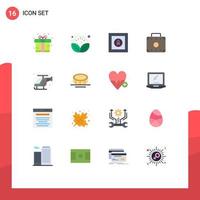 16 Universal Flat Colors Set for Web and Mobile Applications help fast box emergency luggage Editable Pack of Creative Vector Design Elements