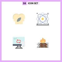4 User Interface Flat Icon Pack of modern Signs and Symbols of eco computing mind molecule networking Editable Vector Design Elements