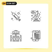 Universal Icon Symbols Group of 4 Modern Filledline Flat Colors of drop dinner spa science archive Editable Vector Design Elements