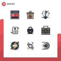 9 User Interface Filledline Flat Color Pack of modern Signs and Symbols of identity id card spring id success Editable Vector Design Elements