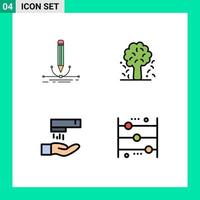 Set of 4 Modern UI Icons Symbols Signs for illustration spring graphic apple wash Editable Vector Design Elements