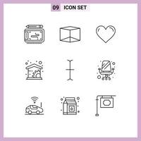 9 Universal Outline Signs Symbols of furniture input like cursor home Editable Vector Design Elements