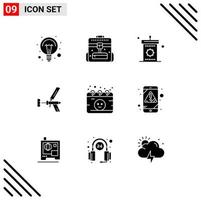 9 Universal Solid Glyphs Set for Web and Mobile Applications foam building travel foamgun mosque Editable Vector Design Elements