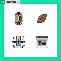 Universal Icon Symbols Group of 4 Modern Filledline Flat Colors of adornment rugby ornamental ball fly Editable Vector Design Elements