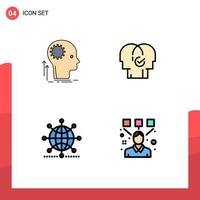 4 iconos creativos signos y símbolos modernos de idea de selección mental elementos de diseño de vector editable global humano