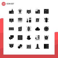 Set of 25 Modern UI Icons Symbols Signs for label box hotel badge poll Editable Vector Design Elements