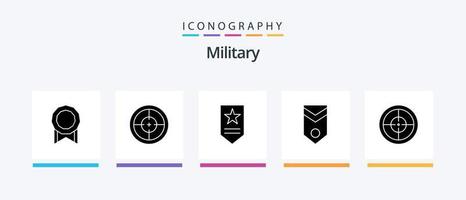 paquete de iconos de glifo militar 5 que incluye insignia. rayas. insignias. rango. militar. diseño de iconos creativos vector