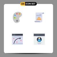 Modern Set of 4 Flat Icons Pictograph of drawing window invitation invite communication Editable Vector Design Elements