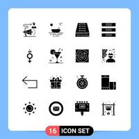 16 User Interface Solid Glyph Pack of modern Signs and Symbols of furniture cupboard river cabinet drawer Editable Vector Design Elements