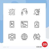 9 Thematic Vector Outlines and Editable Symbols of browser euro jumping payment relaxed Editable Vector Design Elements