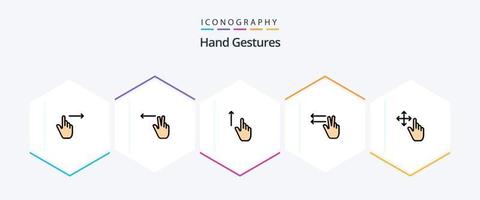 Hand Gestures 25 FilledLine icon pack including gesture. lefts. up. gesture. hand vector