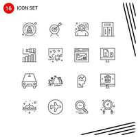 Modern Set of 16 Outlines and symbols such as term long planning business hotel Editable Vector Design Elements