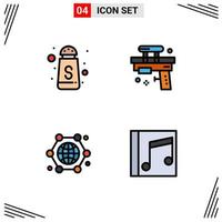 Stock Vector Icon Pack of 4 Line Signs and Symbols for serve connection fun toy internet Editable Vector Design Elements