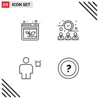 Mobile Interface Line Set of 4 Pictograms of arrow avatar increase time human Editable Vector Design Elements