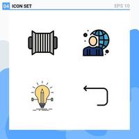 Pictogram Set of 4 Simple Filledline Flat Colors of accordion bulb music globe solution Editable Vector Design Elements