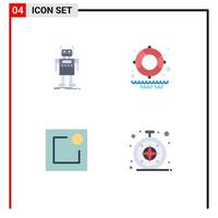 Group of 4 Modern Flat Icons Set for robot notice bot water browser Editable Vector Design Elements