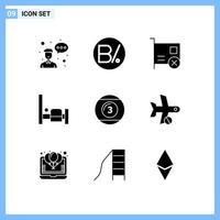 conjunto de 9 iconos de interfaz de usuario modernos símbolos signos para tarjeta de personas de fútbol dormitorio pci elementos de diseño vectorial editables vector