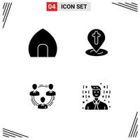 4 Creative Icons Modern Signs and Symbols of antique building team historical building map communication Editable Vector Design Elements