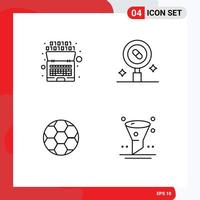 Line Pack of 4 Universal Symbols of artificial ball intelligence medical soccer Editable Vector Design Elements