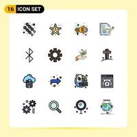 Universal Icon Symbols Group of 16 Modern Flat Color Filled Lines of connection resume advertise pen file Editable Creative Vector Design Elements