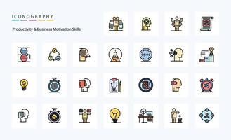 25 Productivity And Business Motivation Skills Line Filled Style icon pack vector