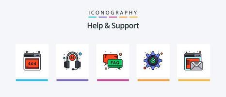 Help And Support Line Filled 5 Icon Pack Including hours. customer. hours. email. service. Creative Icons Design vector