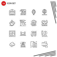 Editable Vector Line Pack of 16 Simple Outlines of job stand machine navigation decoration Editable Vector Design Elements