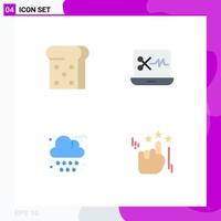 Editable Vector Line Pack of 4 Simple Flat Icons of bread hand audio editing software cloud marketing Editable Vector Design Elements