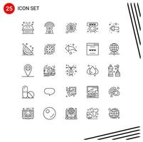 User Interface Pack of 25 Basic Lines of arrow shop hotel online egg Editable Vector Design Elements