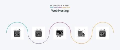 paquete de iconos de glifo 5 de alojamiento web que incluye . panel. computadora. control web. web vector