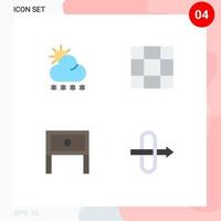 Set of 4 Modern UI Icons Symbols Signs for forecast interior weather end gateway Editable Vector Design Elements