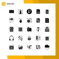 Set of 25 Modern UI Icons Symbols Signs for money report coin graph business Editable Vector Design Elements