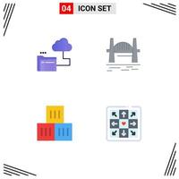 Modern Set of 4 Flat Icons Pictograph of cloud box file citysets logistic Editable Vector Design Elements