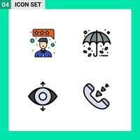 4 Universal Filledline Flat Color Signs Symbols of customer satisfaction view autumn umbrella communication Editable Vector Design Elements