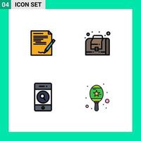 Set of 4 Modern UI Icons Symbols Signs for agreement phone note management web Editable Vector Design Elements