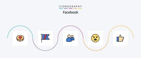 paquete de iconos de 5 planos llenos de línea de Facebook que incluye Me gusta. sentimiento. amigos. débil. emoticonos vector