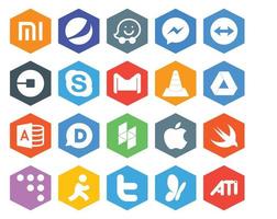 20 Social Media Icon Pack Including microsoft access player skype media mail vector