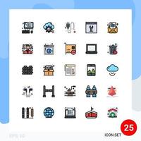 25 User Interface Filled line Flat Color Pack of modern Signs and Symbols of setting interface computing gear socket Editable Vector Design Elements