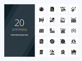 20 International Jazz Day Solid Glyph icon for presentation vector