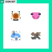 Mobile Interface Flat Icon Set of 4 Pictograms of helmet c digital baby business brick Editable Vector Design Elements