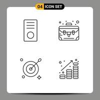 4 Creative Icons Modern Signs and Symbols of computers aim gadget case coins Editable Vector Design Elements