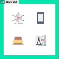 Pack of 4 Modern Flat Icons Signs and Symbols for Web Print Media such as data iphone information smart phone sleep Editable Vector Design Elements