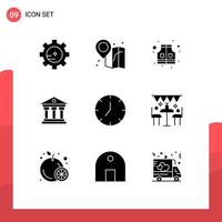 9 Universal Solid Glyphs Set for Web and Mobile Applications celebration media player safety media ireland Editable Vector Design Elements