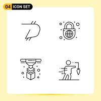 User Interface Pack of 4 Basic Filledline Flat Colors of digibyte printer crypto currency globe lock layer Editable Vector Design Elements